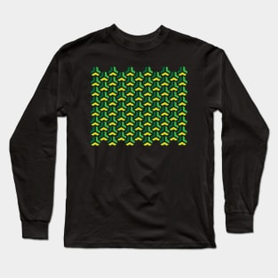 Green Triangle Tesselation Pattern Long Sleeve T-Shirt